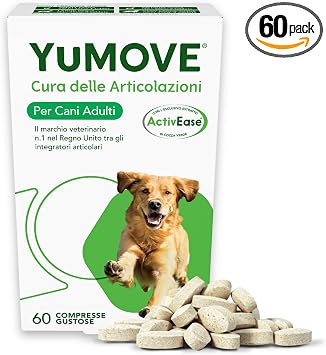 Yumove Integratore Articolazioni Cane 2-7 Anni – 60 Compresse ActivEase | Brevetto in Corso, Cozza Verde 150 mg, Tutte Le Razze, Omega-3, Glucosamina, Supporto Scientifico, Consigliato dai Veterinari