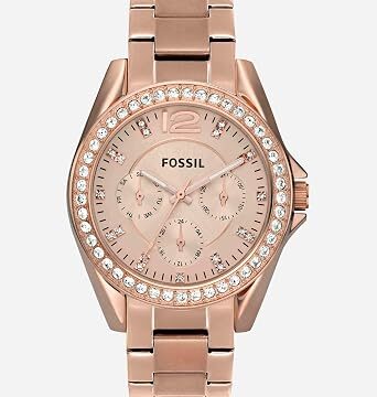 Fossil Orologio Riley da donna, movimento cronografo al quarzo con cinturino in acciaio inossidabile o in pelle