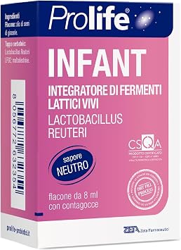 Prolife – Infant, Integratore per Bambini 0-24 Mesi con Lactobacillus Reuteri, 100 Milioni di Fermenti per Dose, 30 Dosi, Migliora la Digestione, Senza Zuccheri, 8 ml