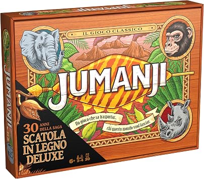 Spin Master Games Jumanji, Gioco da Tavolo Versione in Legno, 6+ Anni | Enigmi e Sfide, Gettoni Vita, Gioco Cooperativo, Da 2 a 4 Giocatori, Dagli 8 Anni, Confezione In Vero Legno
