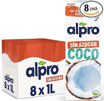 ALPRO SENZA ZUCCHERI, Bevanda al COCCO, 100% vegetale con vitamine B2, B12 e D (8 confezioni x 1 Litro)