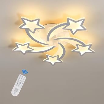 Riserva Plafoniera LED Soffitto Dimmerabile 50W, Forma di 5 Stelle Bianco | Moderna Lampada da Soffitto con Telecomando/APP, 3000-6500K per Camera da Letto, Soggiorno, 70cm