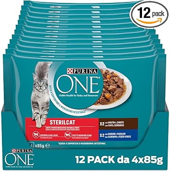 PURINA ONE Sterilcat Cibo Umido per Gatti Adulti, 48 Bustine da 85 g