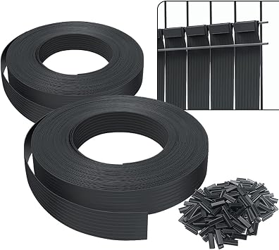 VOUNOT® Strisce di Protezione in PVC per Recinzioni da Giardino e Recinzioni a Doppia Asta 150m x 4.7cm, Strisce Frangivista in PVC con 300 Clip di Fissaggio, Nero