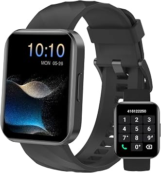 Dakofied Smartwatch Uomo Donna Chiamate Bluetooth Smart Watch con Contapassi Cardiofrequenzimetro da Polso Saturimetro Orologio Fitness Notifice WhatsApp Impermeabile IP68 per Android iOS Nero
