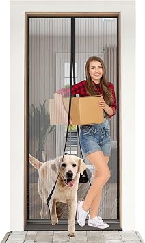 ESMAYULO Zanzariera Magnetica 60×210 cm, Adatto per Caravan, Facile da Installare, Senza Bisogno di Attrezzi, Adatto ai Bambini e Agli Animali Domestici. Nero