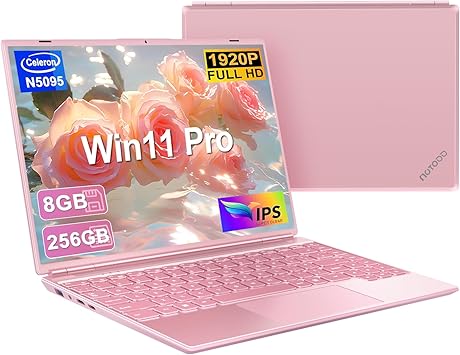 PC Portatile Computer Portatile Notebook 14 Pollici N5095 (fino a 2.9 GHz) | Laptop Win11 8GB 256GB SSD 1TB Estensioni丨2.4G+5G WIFI 丨Ventola Raffreddamento Schermo丨1920 * 1200 2K FHD-Pink