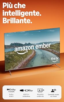 Amazon Ember serie QLED da 50″ con Fire TV (ultimo modello), smart TV 4K Ultra HD, HDR10+, Dolby Vision, Dolby Audio, processore quad-core, controllo vocale con Alexa