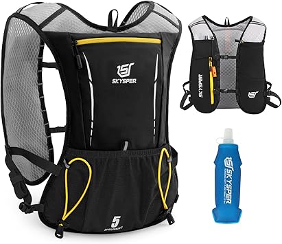 SKYSPER Zaino Idratazione Gilet Zaino Trail Running | Con Borraccia Morbida 500ml per Corsa Ciclismo Jogging Escursione