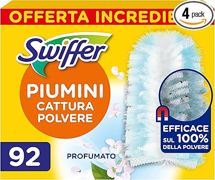 Swiffer Duster, Ricariche Piumini Catturapolvere, 92 Panni Profumati | Cattura e intrappola polvere i sporco, raggiunge punti difficili, offerta