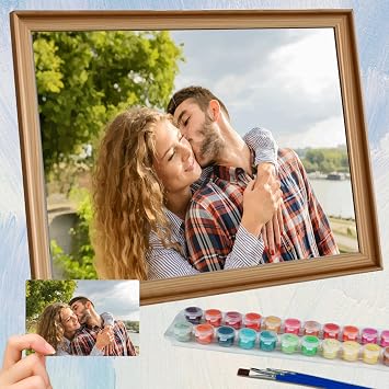 Bemaystar Dipingere con i Numeri Personalizzato per Adulti – Quadri da Dipingere Numerati con Foto, Kit per Dipinto Acrilico DIY, Regalo Personalizzato per Coppie, Famiglia, Amici e Decorazione Casa