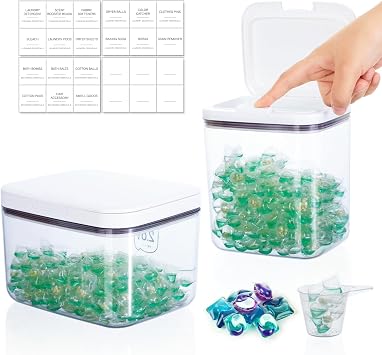 VINATO Set di 2 Contenitore Detersivo Polvere,Trasparenti Dispenser Detersivo Lavatrice in Plastica,Porta Detersivo in Polvere per Bucato