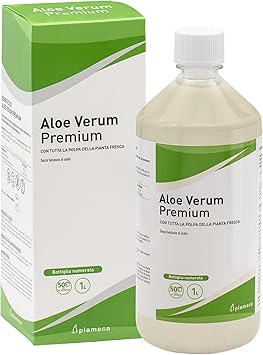 Plameca Aloe Verum Premium – Aloe Vera da Bere – Con tutta la polpa della pianta fresca – Non pastorizzato – 1000 ml per 20 Giorni