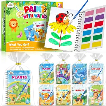 ZMLM Libri da Colorare gadget compleanno bambini, mini libri da colorare Carta per Pittura ad acqua per di 4-8anni Bambini Regalo Gadget Regalini fine Festa Compleanno(24 Natura)
