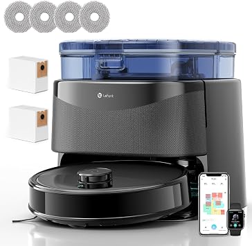 Lefant M3Max Robot Aspirapolvere e Lavapavimenti con Mappatura, Laser dToF, 20000Pa, Stazione All-in-One, Auto-Svuotamento 3.2L, Mop Rotanti 45°C, Ostacoli PSD, WiFi 2.4G/5G, Alexa/App