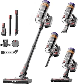 Lefant V1 Aspirapolvere Senza Fili 40000Pa, Scopa Elettrica con LED Touch | Anti-Groviglio, Filtrazione 5 Stadi, 42 Min Autonomia, Batteria Rimovibile, 750ml, per Pavimenti, Tappeti e Peli Animali