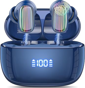 AI Cuffie Traduzione, Buletooth 5.4 Auricolari Traduzione con 164 Lingue/6 Modalità di Traduzione, Cuffie Traduttrici 3-in-1 con ENC Mics, Cuffie Bluetooth 5.4 per Viaggi/Affari/Studio, Blu