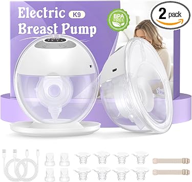 Haokoo Tiralatte Elettrico Indossabile Senza Mani, Tutto in Uno, 2 Pezzi | Portatile, per Uso Quotidiano e Lavoro, Flange 17/19/21/24/27 mm, 4 Modalità 12 Livelli, Senza BPA, 7-8 Usi per Carica