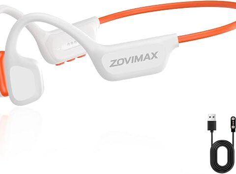 ZOVIMAX Cuffie a Conduzione Ossea Nuoto, IPX8, Bluetooth 6.0, MP3 8 GB | 12H Anti-Vento Open-Ear Cuffie Nuoto IPX8 Impermeabili, Sportive Auricolari MP3 Integrato, Piscina, Corsa, Ciclismo, Fitness
