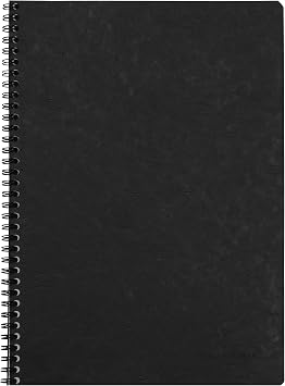 Clairefontaine 781421C collezione Age Bag Quaderno a spirale nero – A4 21×29,7 cm – 100 pagine a quadretti piccoli – Carta Bianca 90 g – Copertina in carta Lustrée a grana grossa effetto cuoio