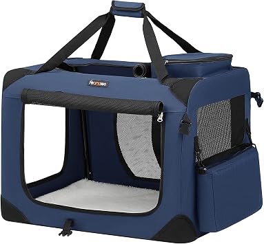 FEANDREA Trasportino per Cane, Gabbia Pieghevole, L (70 x 52 x 52 cm), Blu Scuro PDC70Z