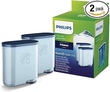 Philips Saeco Filtro Acqua AquaClean, 5000 Tazze Senza Decalcificare, x2 | Installazione Click&Go, filtro anticalcare a scambio ionico, purificazione micro-porosa dell’acqua, 2 pezzi (CA6903/22)