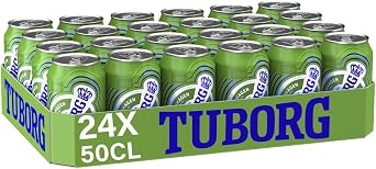 Tuborg, Cassa con 24 Lattine da 50cl, Birra Lager, Gusto Fresco e Dissetante, Gradazione Alcolica 5.0% Vol