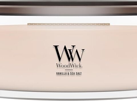 WoodWick Candela profumata | Candela Ellisse | Vaniglia & Sale Marino | Ottimo regalo per donne