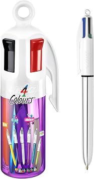 BIC 4 Colori, Penne Multicolore, Set 6 Penne a Sfera a Scatto con Inchiostri Classici e Pastello, Fusti Assortiti, Cancelleria Scuola e Università