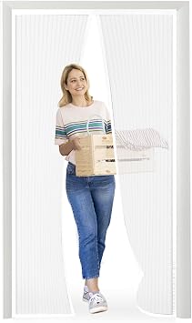 Meet Beauty Zanzariera Magnetica 130 x 220 cm per Porte, Upgrade Zanzariera Porta Finestra, Bianco