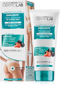 Dermolab – Crema Corpo Anticellulite Snellente ad Azione Urto, Effetto Idratante e Rassodante, con Centella Asiatica, Previene e Contrasta il Deposito di Grassi, Dermatologicamente Testato, 200 ml