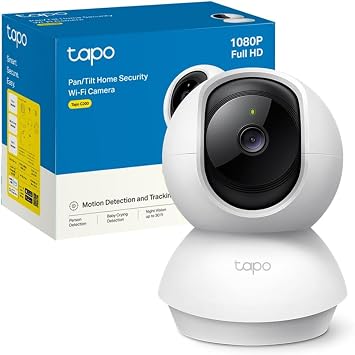 Tapo C200 FHD Telecamera WiFi Interno Videocamera Sorveglianza 360° PTZ | Telecamera per Bambini/Animali, Rilevamento/Tracciamento di Movimento, Allarme, Visione Notturna, Alexa, MicroSD fino a 512GB