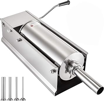 VEVOR – Macchina per salsicce, 7 L, riempimento di salsiccia orizzontale per salsicce, per la casa e l’uso commerciale in acciaio inox