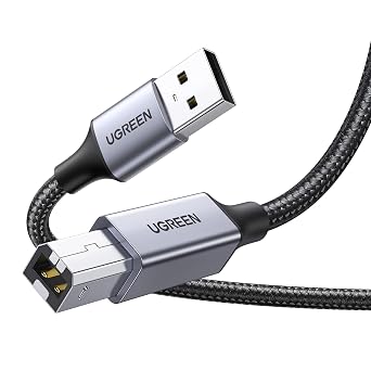 UGREEN Cavo Stampante USB 2.0 Nylon Cable Type A a Tipo B Maschio (1 M) | Alluminio, Compatibile con HP Epson Brother Canon Lexmark, Scanner, Fax