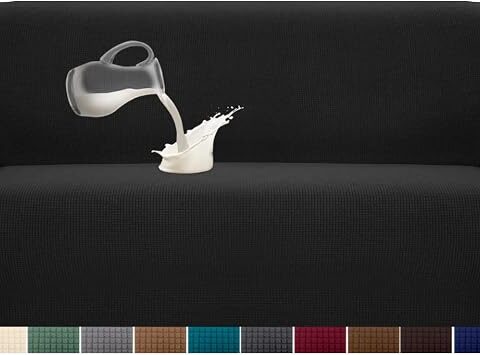 Granbest Copridivano elasticizzato, impermeabile, 1 pezzo, in spandex, jacquard, con gommapiuma antiscivolo (3 posti, nero)