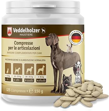 Veddelholzer VINCITORE CERTIFICATO 2024 Compresse per le articolazioni dei cani integratori per cani con cozza dalle labbra verdi MSM e artiglio del diavolo Glucosamina e collagene