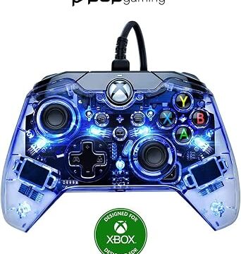PDP Controller di gioco cablato Afterglow LED – Luci colorate RGB Hue – Connettore USB – Controlli audio – Gamepad a doppia vibrazione – Xbox Series X|S, Xbox One, PC