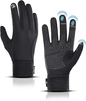 LERWAY Guanti invernali caldi con touch screen neri per uomini e donne antiscivolo antivento guanti sportivi corsa guida mountain bike arrampicata escursionismo impermeabile