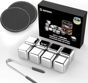 Cubetti di ghiaccio riutilizzabili, tecnologia ad alto raffreddamento, cubetti di ghiaccio in acciaio inossidabile per birra, vino, whisky, succhi di frutta o bibite 8