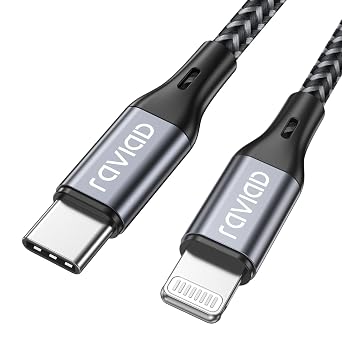 RAVIAD Cavo USB C a Lightning 1M [Certificato MFi] Cavo iPhone USB Tipo C | in Nylon Carica Rapida Caricatore per iPhone 14/13/13 Pro/13 Pro Max/12 Mini/11 Pro/11 Pro Max/11/SE 2020/XR/XS/X/8/8 Plus