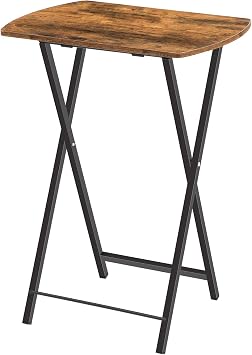 HOOBRO Tavolini, Tavolini per Spuntini, Pieghevoli Tavolo, Accanto al Divano, Stile Industriale, per Spazio Stretto, Struttura Stabile, Montaggio Facile, Marrone Vintage EBF17BZ01