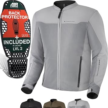 SHIMA OPENAIR Giacca Moto Uomo – Leggera e Traspirante Giubbotto moto uomo estiva in trete con protezioni CE per schiena, spalle e gomiti (Grigio, S)