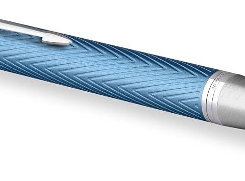 Parker IM penna a sfera | Azzurro e grigio premium con finiture cromate | Punta media con ricarica di inchiostro blu | Confezione regalo