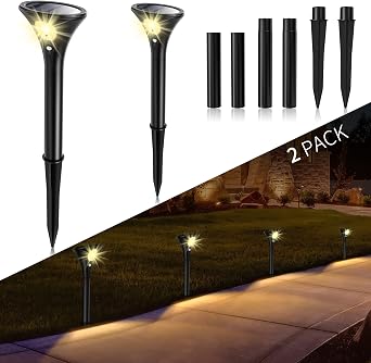 ARTINABS Luci Solari da Esterno Giardino con Sensore di Movimento, 2P | Impermeabile IP65, 2 modalità di luce, batteria 1500mAh fino a 120h, facile installazione wireless per giardino