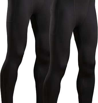 DANISH ENDURANCE Pantaloni Compressione da Uomo, Traspiranti, 2 Paia | Pantaloni a compressione, traspiranti e ad asciugatura rapida, per allenamenti intensi e attività all’aperto
