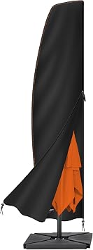 Enzeno Coperture per ombrelloni da giardino,Custodia protettiva per ombrellone con asta,impermeabile,per ombrellone Grande con Diametro da 3 a 4 m,(265×40/70/50cm) nero