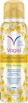 Vagisil Deodorante Intimo Spray Donna Gelsomino Bianco, Delicato, 125 ml | Essenza Delicata Al Gelsomino Bianco, Freschezza E Igiene Per Tutto Il Giorno, Ipoallergenico, Delicato