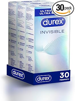 Durex Invisible, Preservativi Ultra Sottili, 30 Profilattici