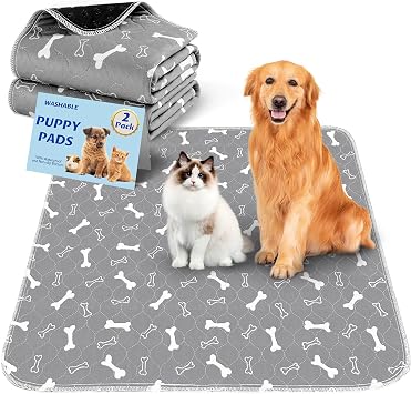 Baodan Traverse Cani, 2pc Traversine Lavabili per Cani 60x90cm Assorbenti | Riutilizzabili Tappetini Cane, Rapidi, Antiscivolo Tappetino Cane, Puppy Pads per Cani, Gatti, Porcellini d’India