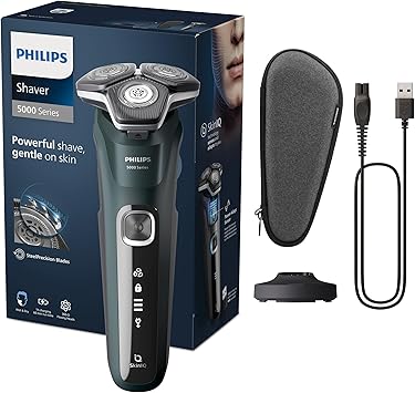 Rasoio elettrico Serie 5000 con tecnologia SkinIQ, Wet&Dry, rifinitore, base di ricarica, custodia (modello S5884/35)